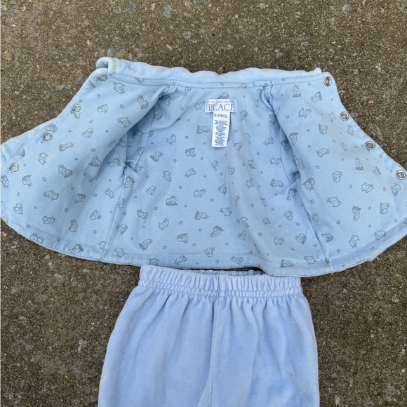 Vintage Children’s place Blue Velour 2 Piece Set Jacket Pants 0-3 Months Blue - Picture 4 of 6